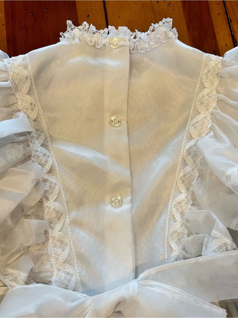 Sz7 Vintage White Ruffled Lace Party Dress - Picture 12 of 14